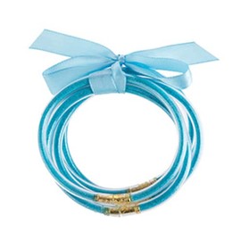 COLORFUL BLING Glitter Jelly Bangles Bracelets Set for Women Filled Silicone Party Bar Costume (C light blue) 8 inch