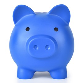 PJDRLLC Large Piggy Bank, Unbreakable Plastic Money Bank, Coin Bank for Girls and Boys, Large Size Piggy Banks, Practical Gifts for Birthday, Easter, Christmas (Dark Blue)