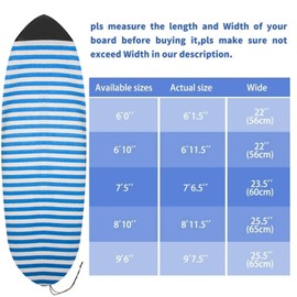 Uceder Lightweight Board Bag and Surfboard Storage Bag- Surfboard Sock Cover Great for Local Trips to The Beach (Blue and White, 6'0'')