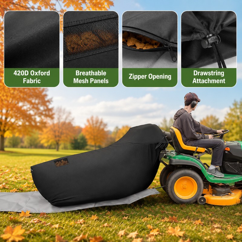 Heavy Duty Lawn Tractor Leaf Bag 420D Oxford Grass Catcher