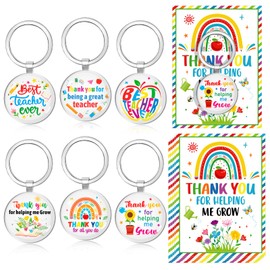 HOWAF 6 Pack Thank You Teacher Gifts for Women Men, Small Thank You Teacher Cards with Keyring, teacher Appreciation Gifts, Assistant, Cadeau Professeur Cadeau Enseignante, B