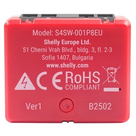 SHELLY 2 x 1PM Mini Gen4 8A Wireless Bluetooth Relay Red