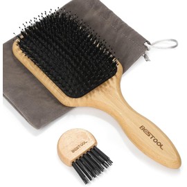  BESTOOL Hair Brush, Pig Bristle, Comb, Wooden Comb, Paddle Brush, Men's, Women's, Children's Hair Care, High Quality Comb, Smooth, Gloss Hair, Improve Hair Quality