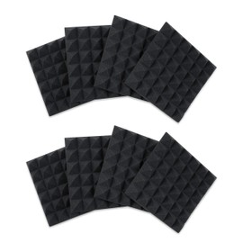 Gator Frameworks 2” Thick Acoustic Foam Pyramid Panels 12”x12”, Charcoal (8) Pack (GFW-ACPNL1212PCHA-8PK)