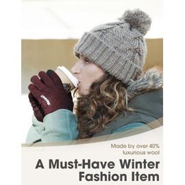 Rahhint Thermal Winter Gloves for Men Women Pure Wool Knit Gloves with fleece lining insulated Liner Keep Hand Warm Gift