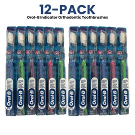 Oral-B 12-PK Oral-B Indicator Orthodontic Ergo Grip Manual Toothbrush 35 Soft Bristles