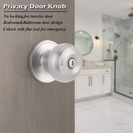 Gobrico 10 Pack Interior Door Knobs with Lock Privacy Door Locks for Bedroom Bathroom Brushed Nickel Door Knobs Round Door Knob Satin Nickel Universal for Right Left-Handed Doors