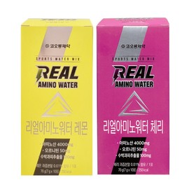 Kolon Real Amino Water Amino Acid Supplement, Lemon + Cherry, 2 Pieces, 10 Servings / 코오롱 리얼아미노워터 아미노산보충, 레몬+체리, 2개, 10회분