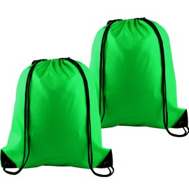 FEPITO 2/8/12/15/16/22 Pack Drawstring Backpack Bags Sack Cinch Bag String Backpack for Gym Traveling (2, Dark green)
