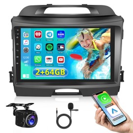 Hikity for Kia Sportage 2010 2011 2012 2013 2014 2015 2016 Android Car Radio, 2+64G 9 Inch Touchscreen Radio with Wireless Carplay Android Auto, WiFi GPS Navigation Bluetooth DSP FM RDS EQ