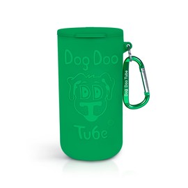 Doo Tube Reusable Dog Waste Carrier - Holds Used Dog Poop Bags - Tight Fitting Lid Keeps in Odors - Attachable to Leash, Harness or Waist (XLarge, Green)