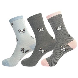 Jasmine Silk 3 Pairs Women's Supersoft Ladies Bamboo Socks Thermal Sock 3-7 (Puppies)