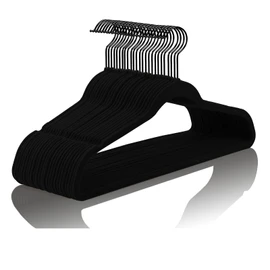 MIZGI Premium All Black Velvet Hangers with Black Hooks (50 Pack) Heavy Duty - Non Slip Felt Hangers - 360 Degree Swivel,Space Saving Clothes Hangers,Durable Strong Hanger for Suits,Coat
