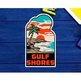 Gulf Shores Alabama Beach Palms AL Sticker 3.75" Vintage Vinyl Laptop Car Truck