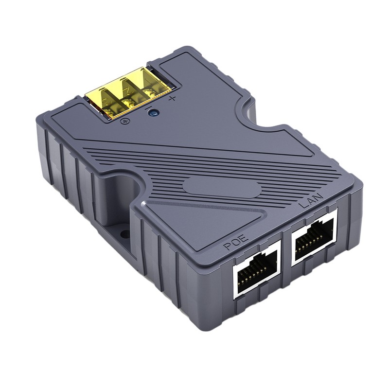 PoE Injector 48‑57V 3A GigE Passive ABS Surge ESD Protection