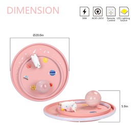 Xapolu 20 Inch LED Unicorn Ceiling Light Dimmable, 3000-6000K Modern Cartoon Kids Ceiling Light with Remote for Girls Room, Baby Room, Nursery