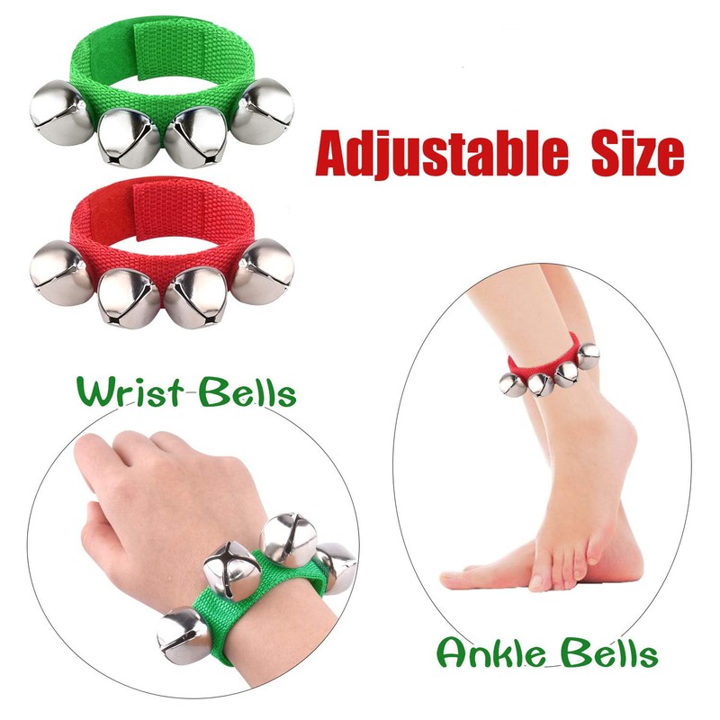 Weenwill Christmas Band Wrist Bells,6 Pcs Jingle Bells Bracelets Musical