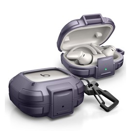 Dexnor for Beats Powerbeats Pro 2 Case with Drop-Proof Lock, Shockproof Rugged Bumper Cases Protective Cover with Carabiner & Keyring & Cleaner Kit for Powerbeats Pro 2 (2025) Purple