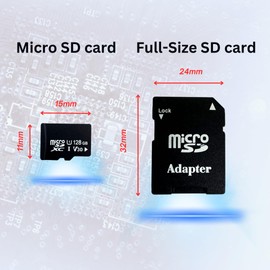 Original Micro SD Memory Card with Full-Size Adapter, U1, Read Speed up to 95MB/s, 128GB, Security Camera (U1-32GB)