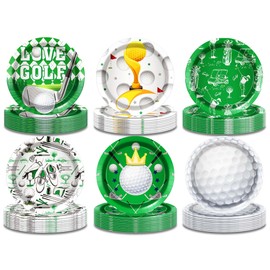 OXYLIPO 48 Pieces Golf Party Paper Plates 6 Designs 7 Inch Disposable Golf Pattern Dessert Plates for Lets Par Tee Birthday Party Sports Themed Event Baby Shower Holiday Table Supplies Favors