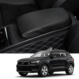 Coleya 2019-2023 2024 2025 XC40 Center Console Cover for Volvo XC40 (Core/Plus/Ultimate/Momentum/R-Design/Inscription), Waterproof&Comfy Lether Center Armrest Cover 2024 2025 XC40 Accessories (Black)