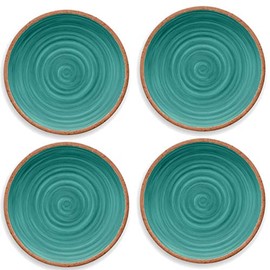 Rustic Swirl Turquoise Melamine Side Plate Set (4)