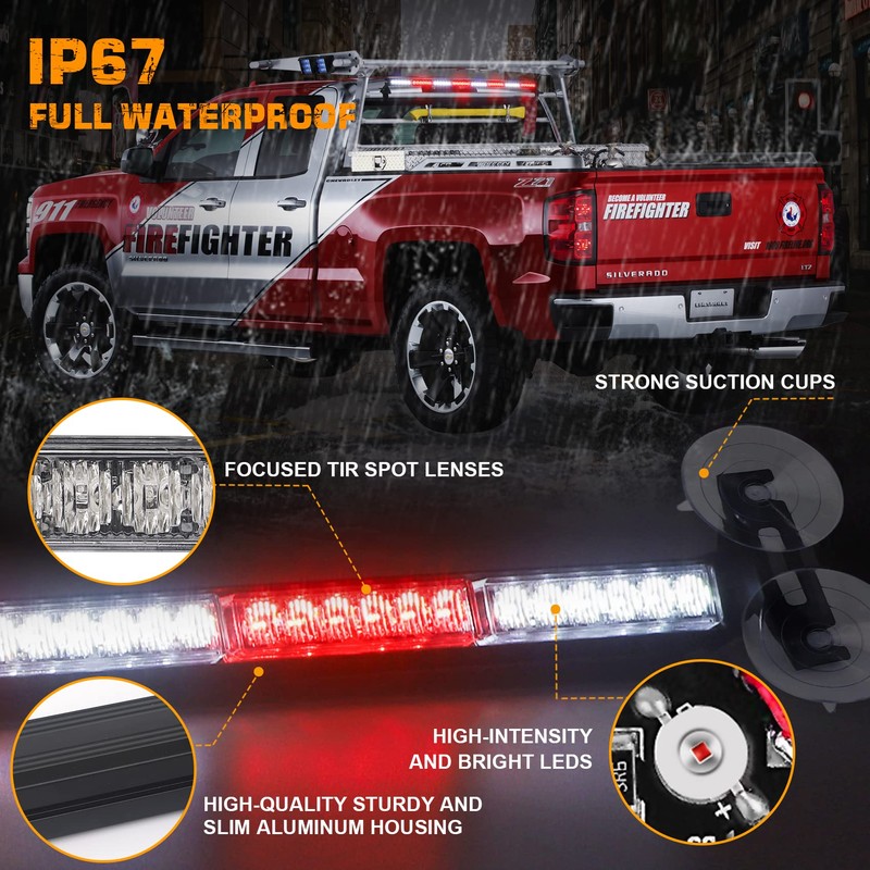 XRIDONSEN 35 inch Traffic Advisor Red White Emergency Light Bar