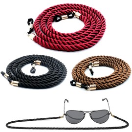 Silldedr Pack of 3 Glasses Strap String Holder Cord, Terylene Eyeglasses Strap Holders,Anti-slip Eyeglass Chains Lanyard,Glasses Lanyard Around Neck,Sunglass Retainer Holder Strap for Men and Women
