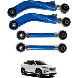 4Pcs Rear Adjustable Arms Alignment Camber & Toe Left & Right Kit -2°to+2.2° Compatible with Hyundai Tucson Santa Fe 4WD Compatible Kia Sportage Sorento 4WD 2010-2019