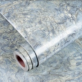 YENHOME Lustrous Blue Marble Contact Paper for Countertops Marble Contact Paper Peel and Stick Countertops Waterproof 17.7"X118" Self Adhesive Marble Wallpaper Peel and Stick Vinyl Wrap for Kitchen