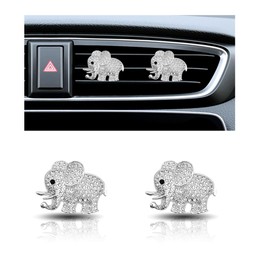 2PCS Crystal Diamond Elephant Bling Charms Car Air Vent Clip, Bling Car Interior Decorative Accessories for Women Girls