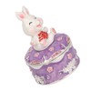 Rabbit Figurine Trinket Boxes Hand Painted Rhinestones Small Jewelry Box