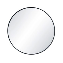 KIBI Shatterproof Wall Mount Metal Frame Round Mirror for Home Decor, Bathroom, Bedroom or Living Room - Sleek & Modern Design Circle Vanity Mirror - FM3 (Matte Black, 28")