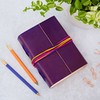 Handmade 3-String Purple Leather Journal | Plain Recycled Paper |