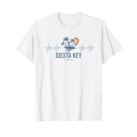 Siesta Key Beach Florida Vintage 80s Sunset Heartbeat T-Shirt