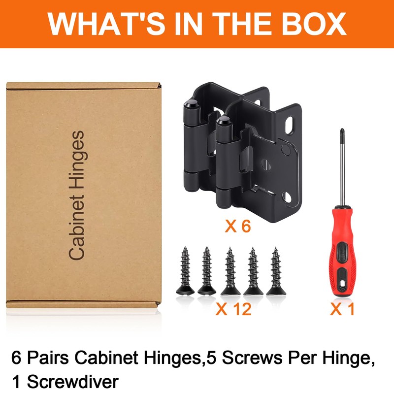 12 Pack 1/2” Overlay Semi Partial Wrap Around Cabinet Hinges(Matte