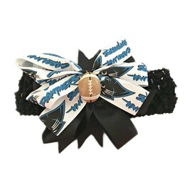 Panthers Baby Girl Boutique Bow Crocheted Headband- Fits newborn- adult