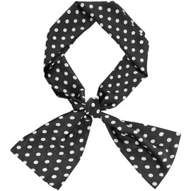 Allegra K Neckerchief Ribbon Scarf, Rectangle, Thin, Polka Dot, Hair Ornament, Bag Decoration, Long, Office, Women's, Black
