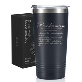 Onebttl Bridesman Insulated Stainless Steel Tumblers With Lids and Straws, Proposal Gifts for Man of Honor, Brother, Friends, Bridal Party, 20 oz, Black