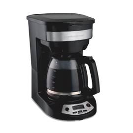 Hamilton Beach 12 Cup Programmable Drip Coffee Maker, Brew Options, Glass Carafe (46299), Black with Stainless Accents