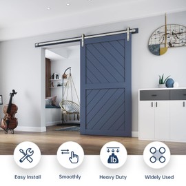 EaseLife 9 FT Brushed Nickel Sliding Barn Door Hardware Track Kit,Basic J Pulley,Heavy Duty,Slide Smoothly Quietly,Easy Install (9FT Track Kit for 54" Wide Single Door)