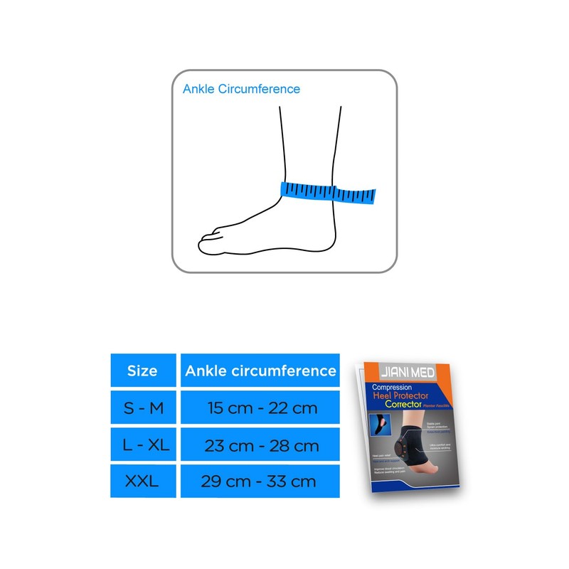 JianiMed Heel Protector - Plantar Fasciitis, Compression Support, Ankle Strains,