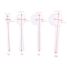 ONLYKXY 4pcs Clear Long Handle Plastic Measuring Spoons Coffee Protein Milk Powder Scoops Spoon Kitchen Tools (1g/3g/5g/10g)