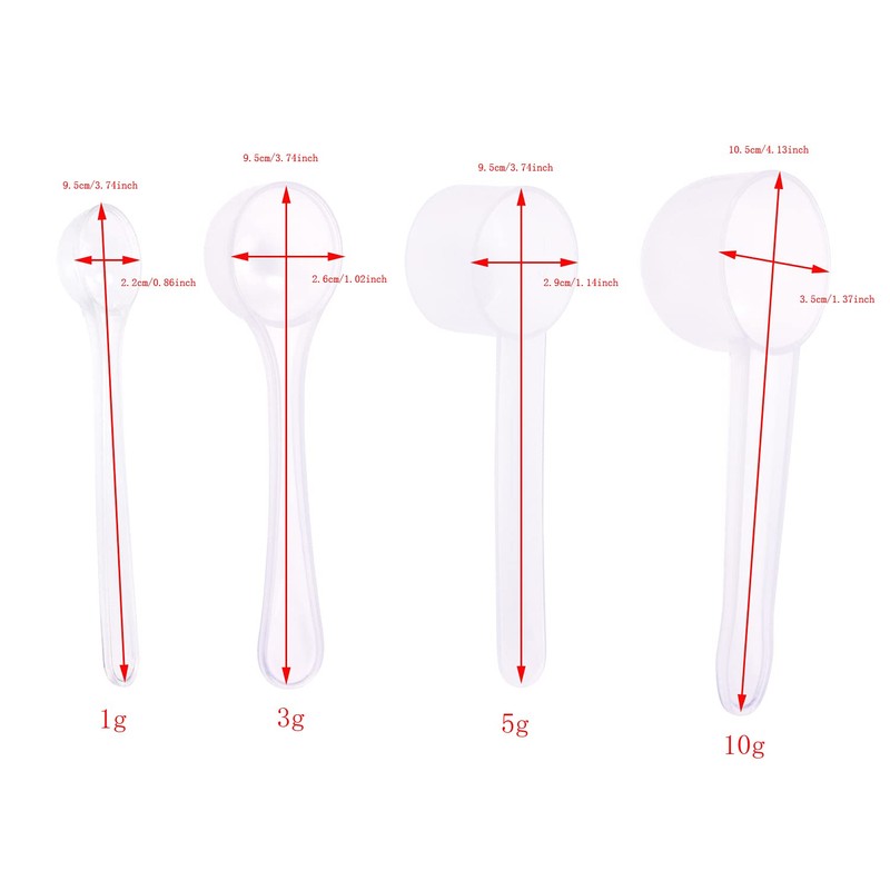 ONLYKXY 4pcs Clear Long Handle Plastic Measuring Spoons Coffee Protein
