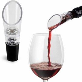 Wine Aerator Pourer (2-Pack) - Premium Aerating Spout and Decanter Set - No Drip and No Spill - Improve Taste and Smell Immediately - Gift Box Included - Black