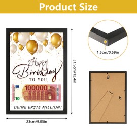 Money Gifts Birthday, Funny Money Gifts, Picture Frame for Money Gifts, Money Gifts, Packaging, Gift Ideas, Your First Million Happy Birthday Gift