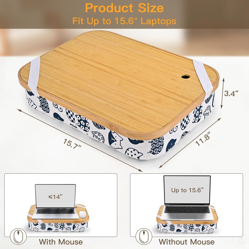 Mayjoy Bamboo Lap Desk with Storage, Cover Removable Lap Desk