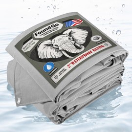 FoundGo Canvas Tarp 8x12ft Heavy Duty Waterproof Tarps with Grommets, UV Resistant, 22 Mil Tarpaulin,14 oz Durable Cloth Covers for Car, Roof, Boat, Camp, Canopy, Woodpile with Ropes-Grey