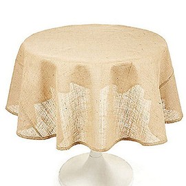 BROWARD LINENS Small Tablecloth Burlap Natural Round 36 Inch