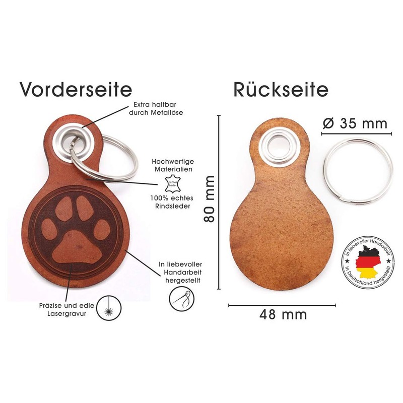 Samunshi® Leather Keyring with Engraving with Various Motifs Gifts Made